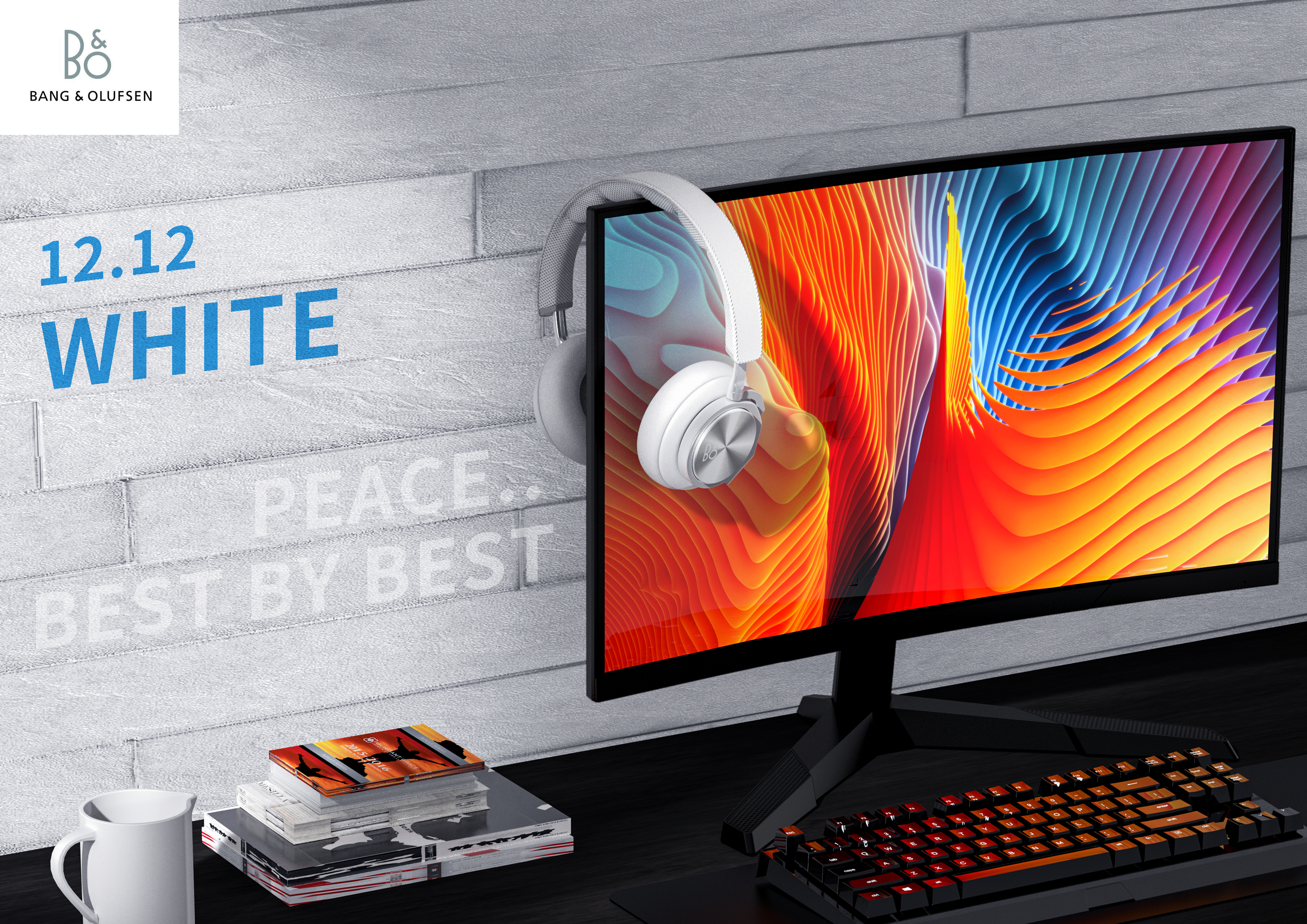 Render，modeling，data line，portable battery，headset，scene，