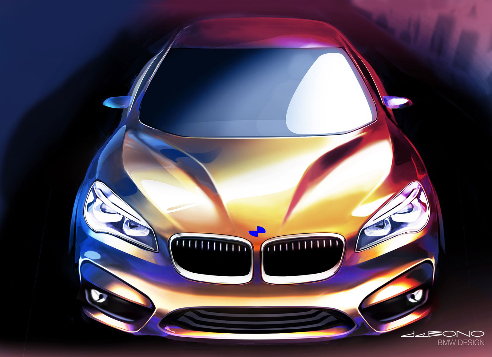 Movable station wagon，BMW 2 series，Industrial hand drawing，Hand drawn design，