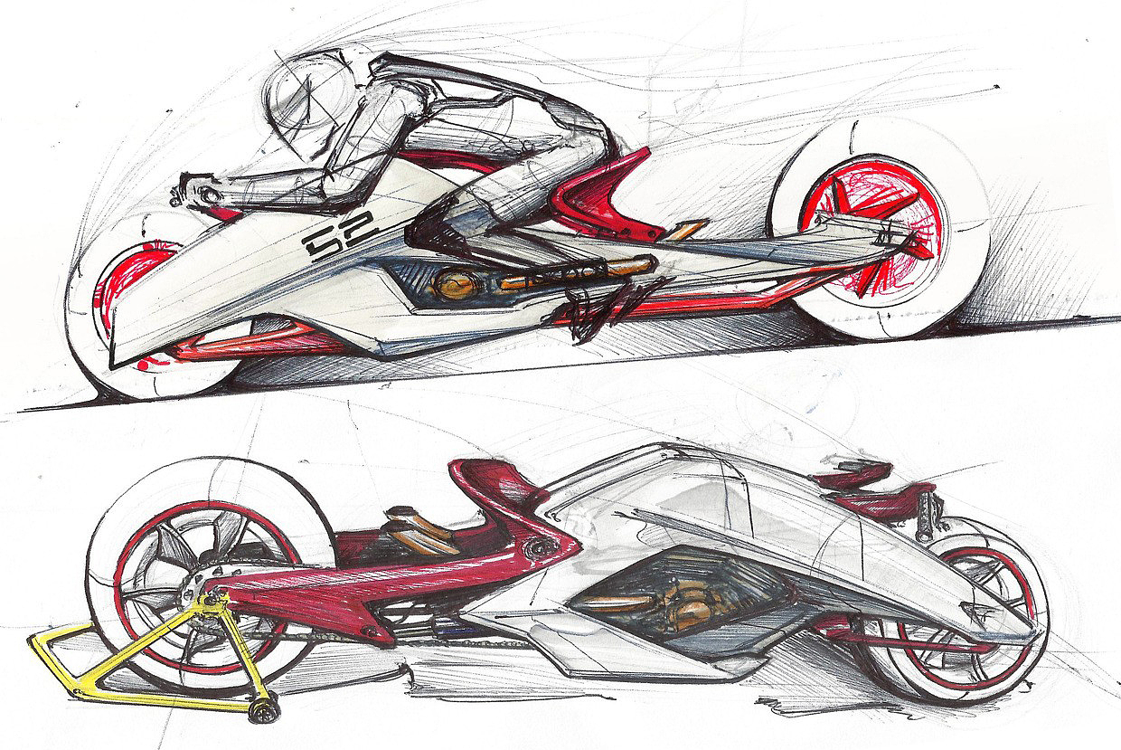 France，motorcycle，Hand drawn，French designer，