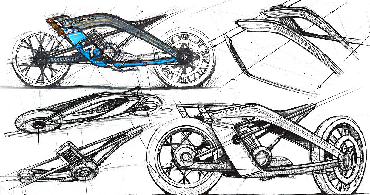 France，motorcycle，Hand drawn，French designer，