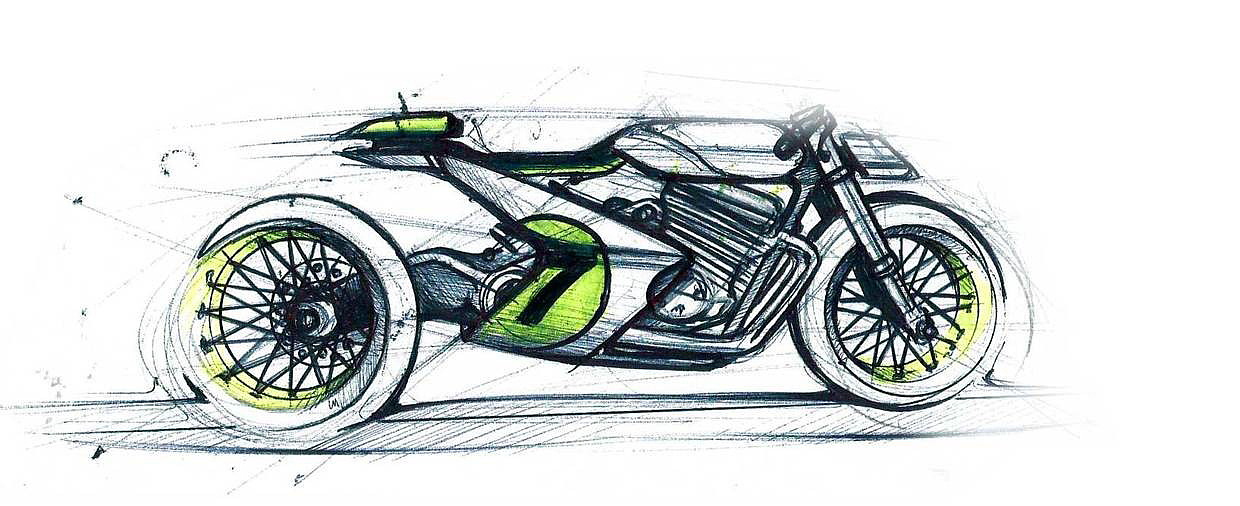 France，motorcycle，Hand drawn，French designer，