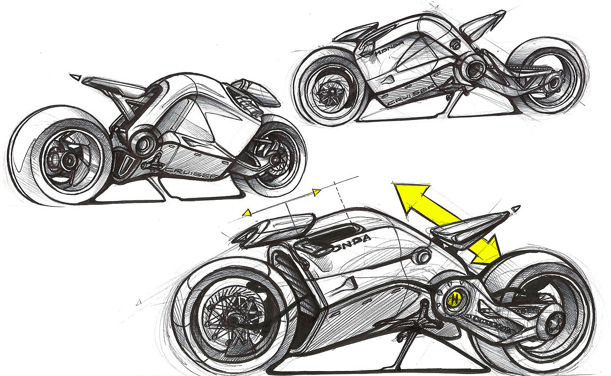 France，motorcycle，Hand drawn，French designer，