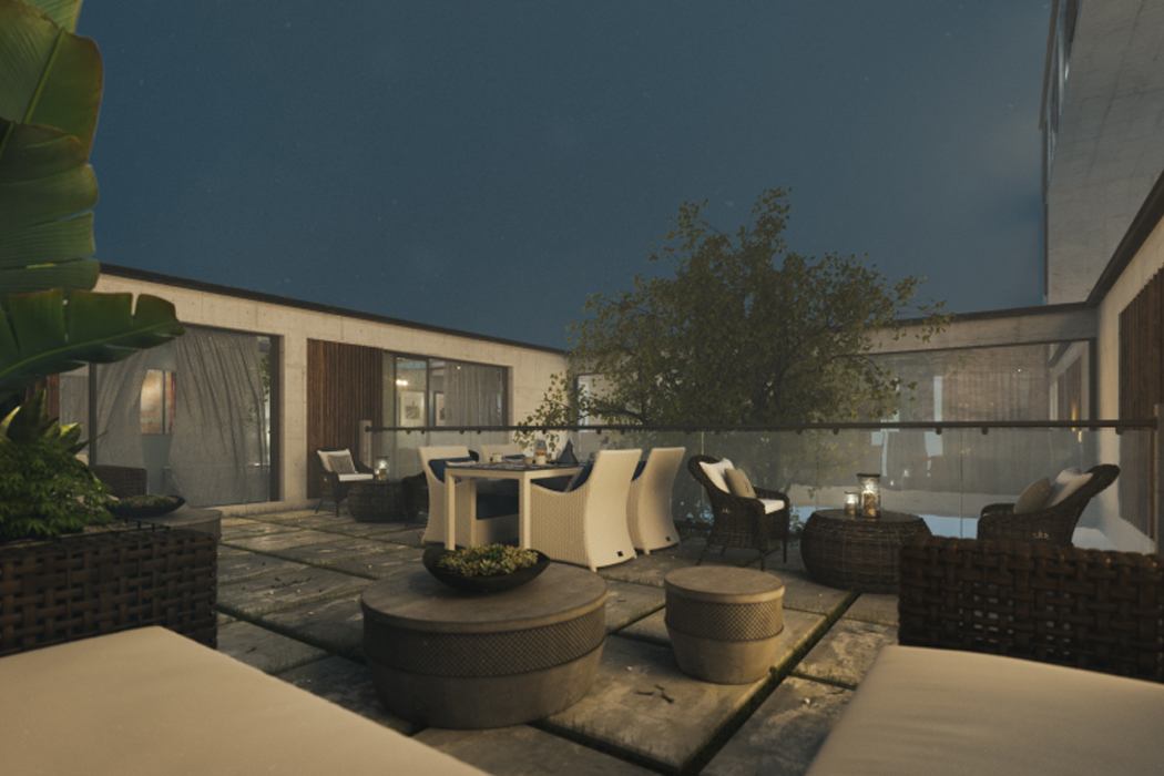 house，Steep cliff，river bank，