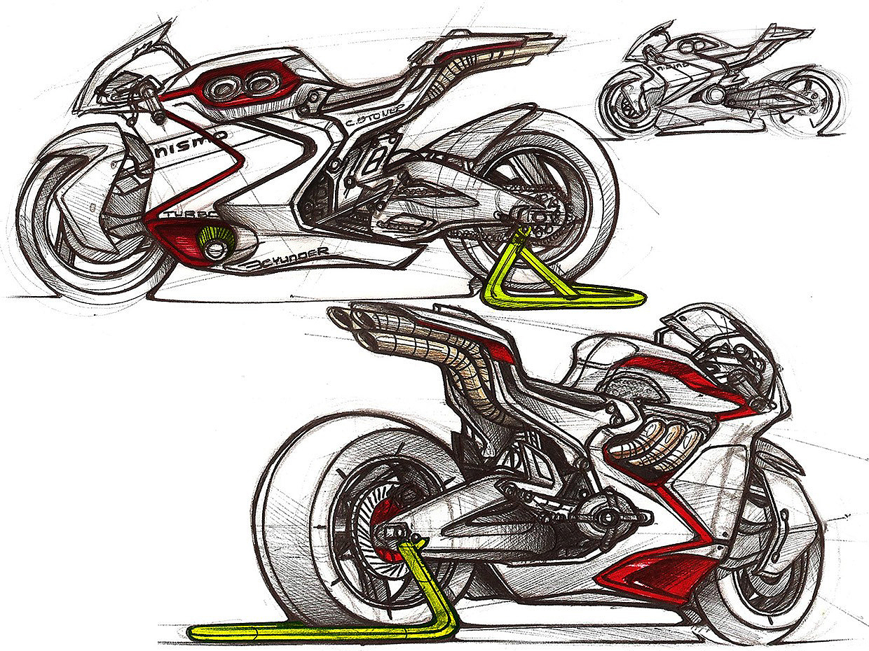 France，motorcycle，Hand drawn，French designer，