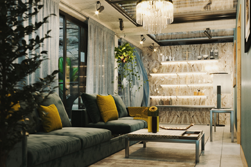 house，Steep cliff，river bank，