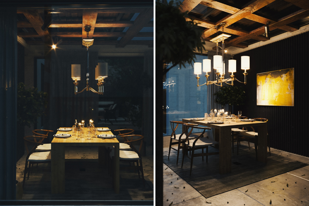 house，Steep cliff，river bank，