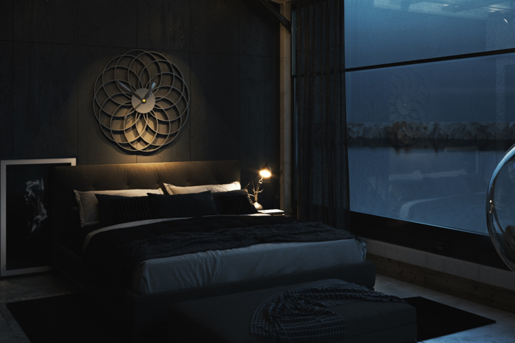 house，Steep cliff，river bank，