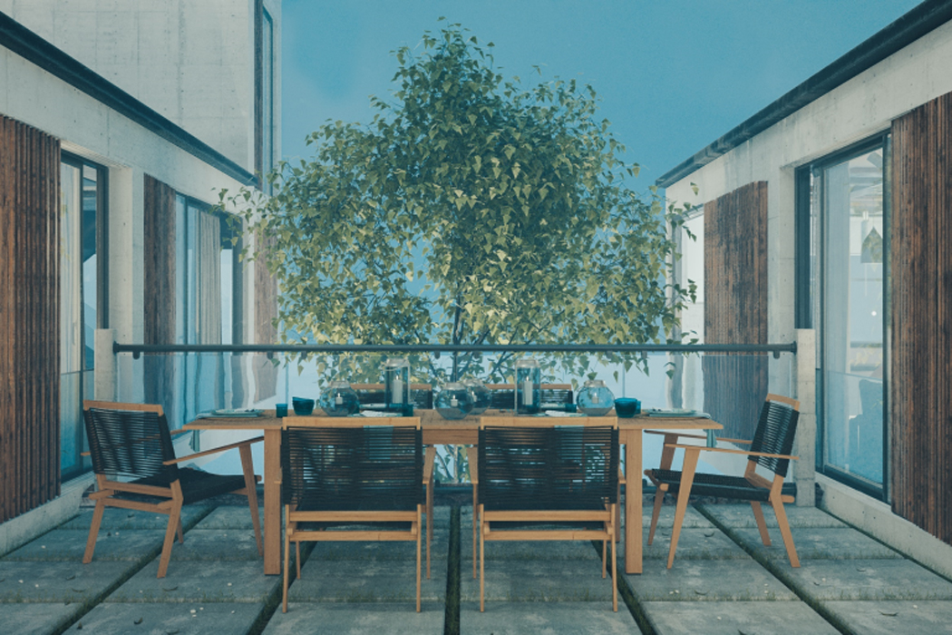 house，Steep cliff，river bank，