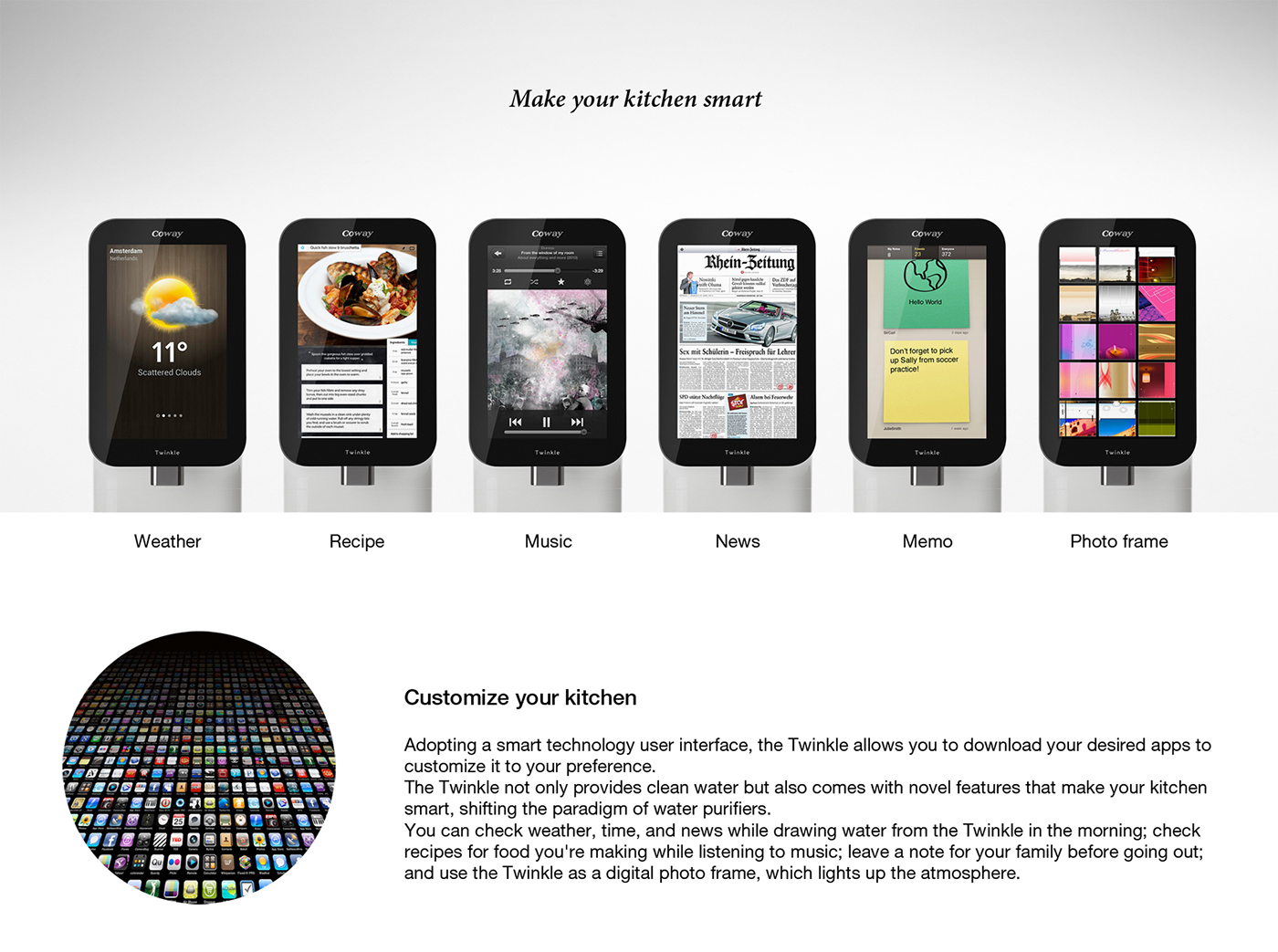 Water purifier，Smart appliances，Kitchen appliances，touch，Innovation interface，idea，