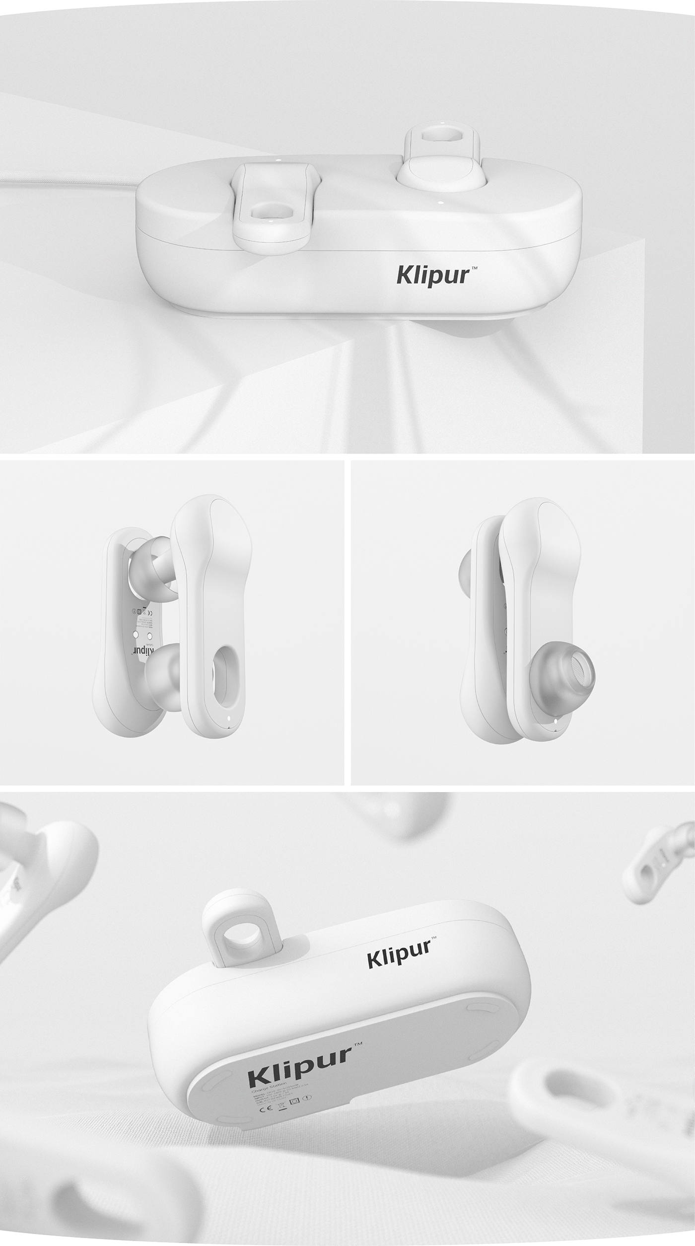 Klipur，Earphone design，white，