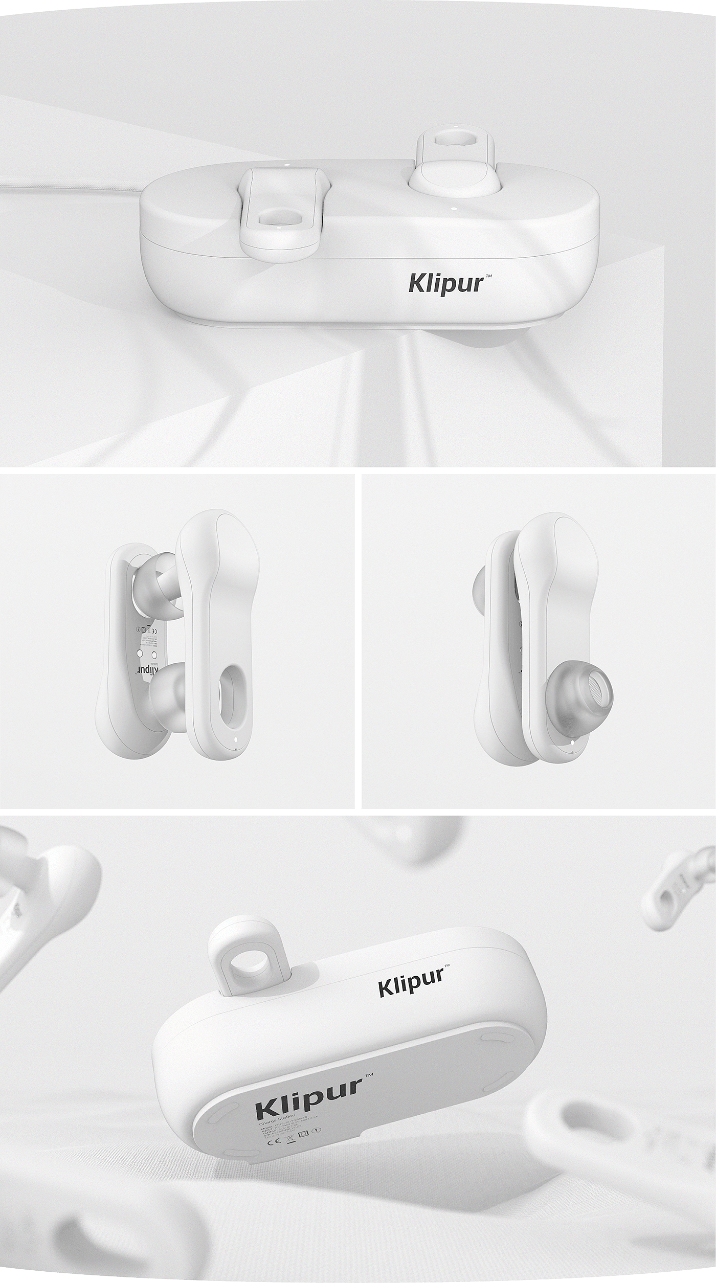 Klipur，Earphone design，white，