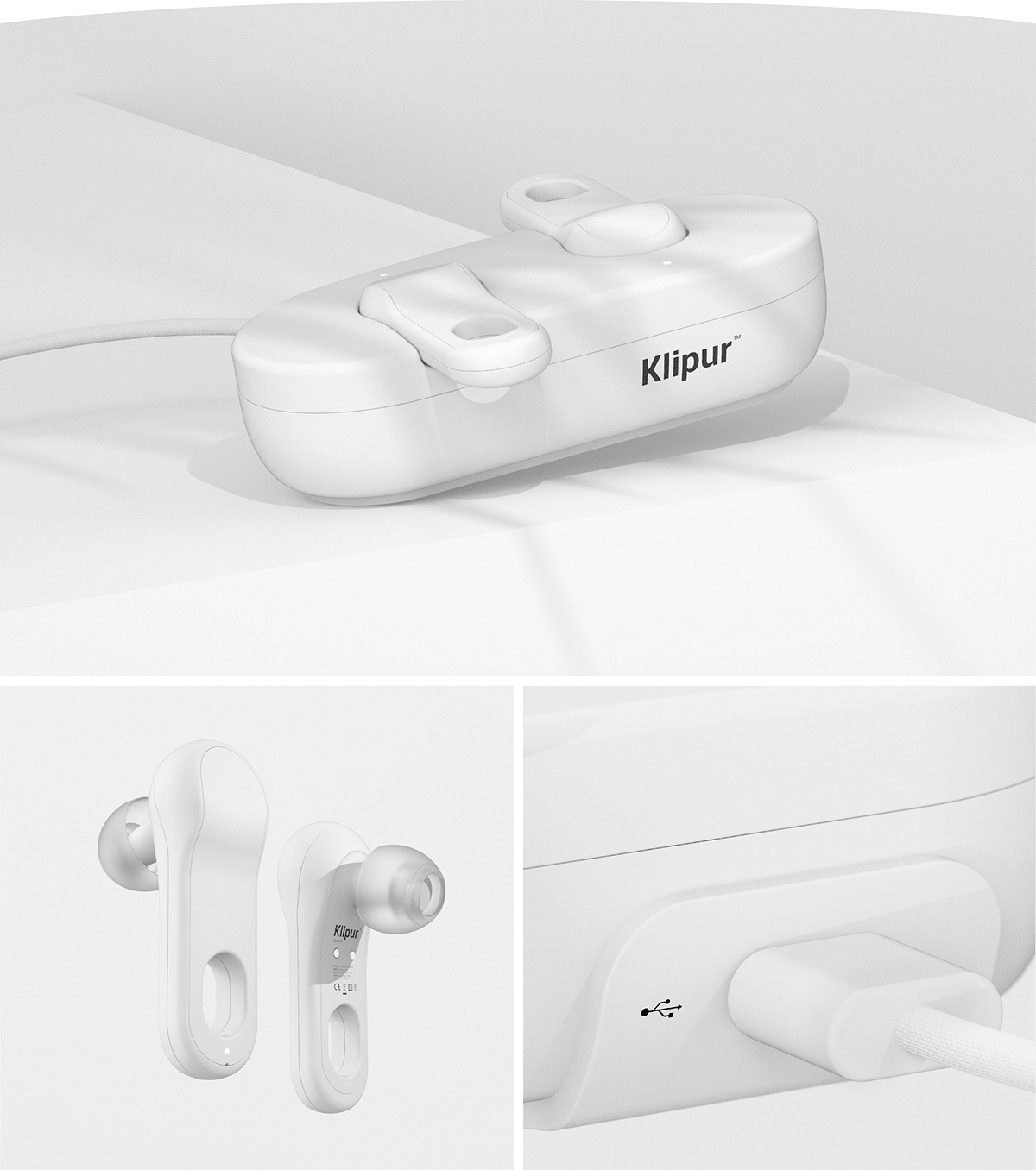 Klipur，Earphone design，white，