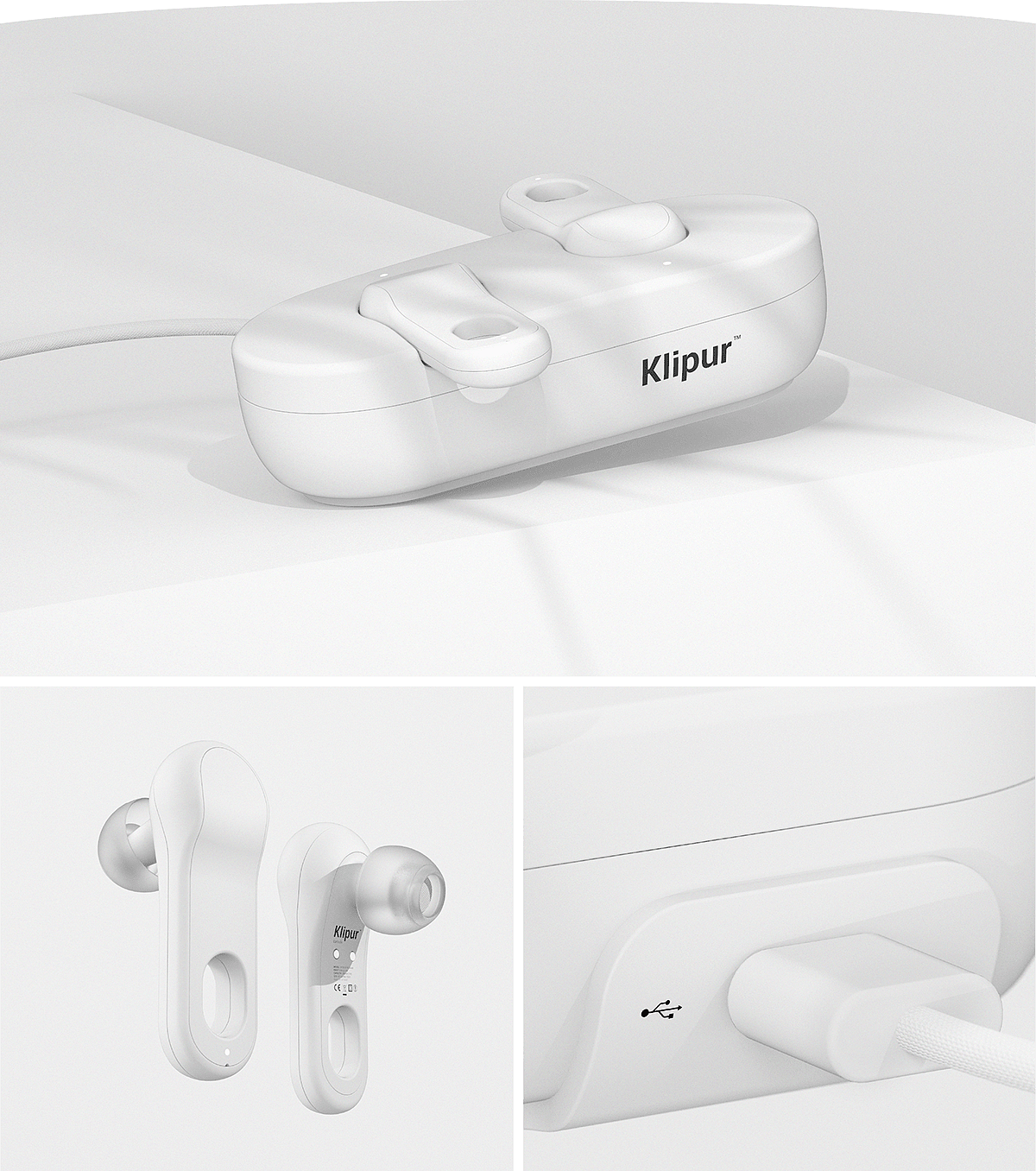 Klipur，Earphone design，white，
