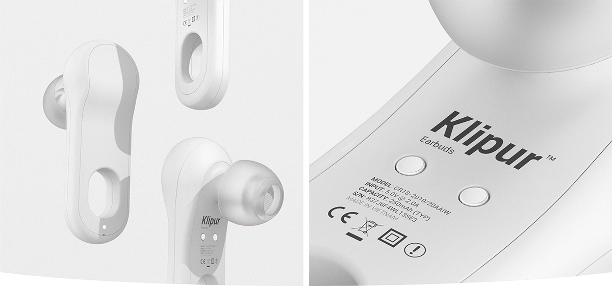 Klipur，Earphone design，white，