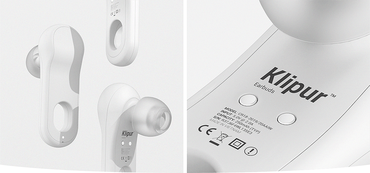 Klipur，Earphone design，white，