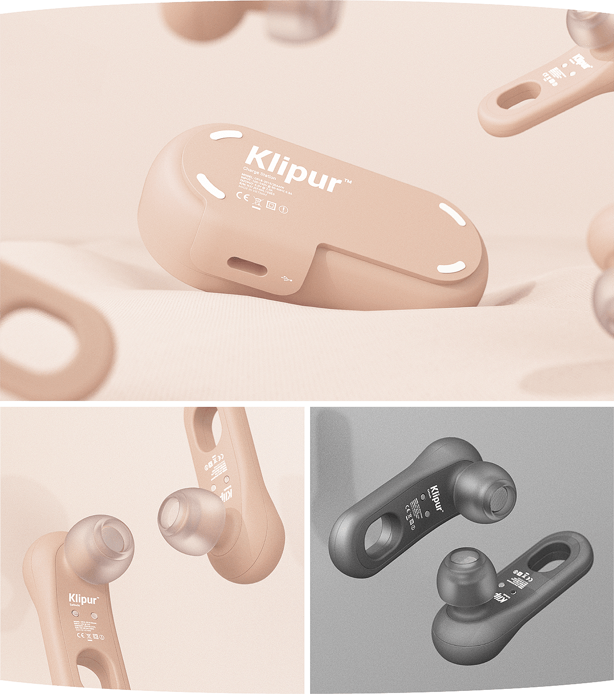 Klipur，Earphone design，white，