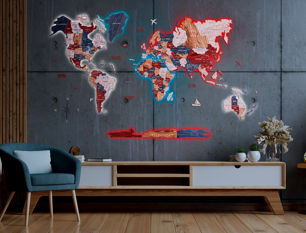 Map，luminescence，wooden ，decorate，