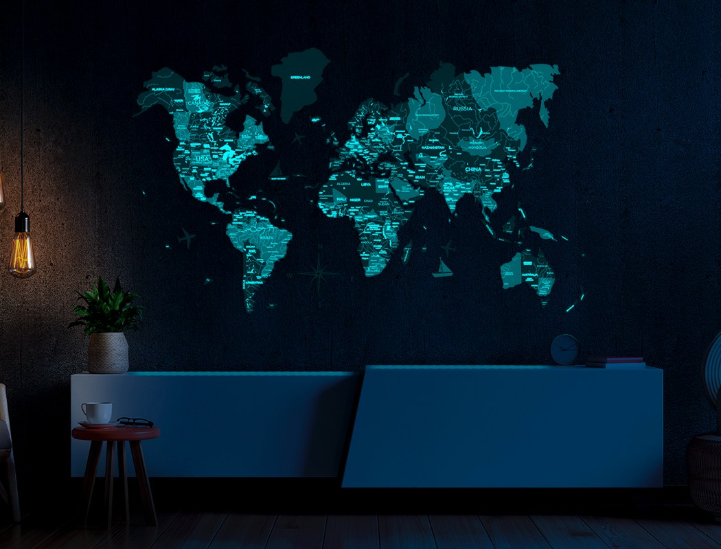 Map，luminescence，wooden ，decorate，