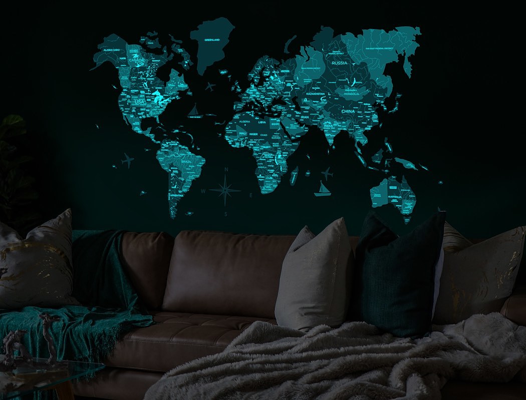 Map，luminescence，wooden ，decorate，