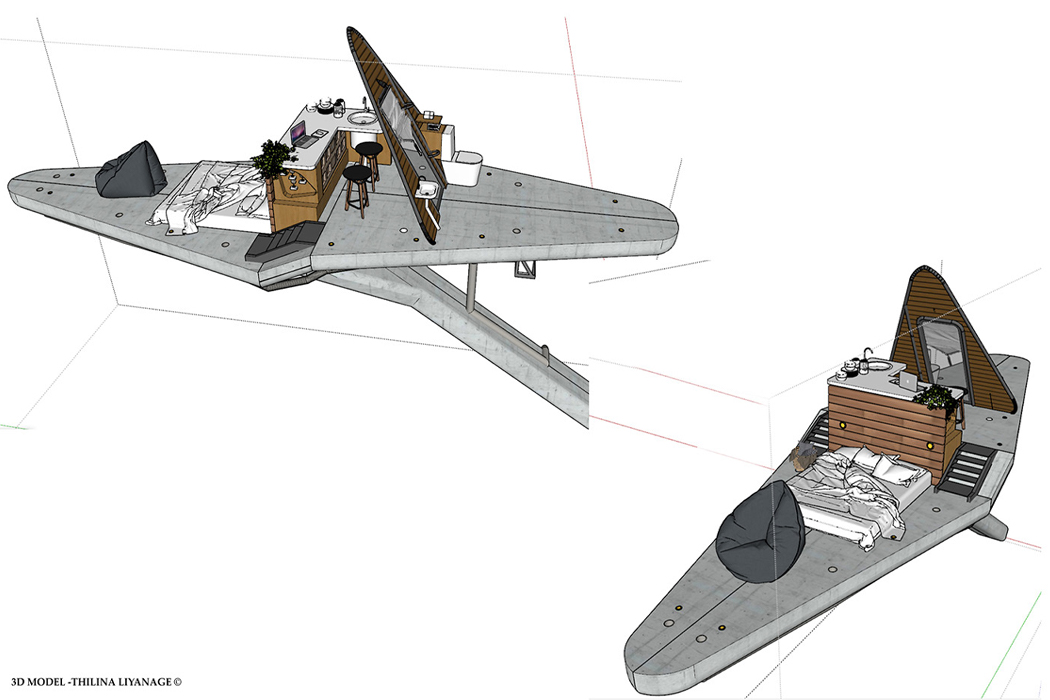 Steep cliff，house，aircraft，