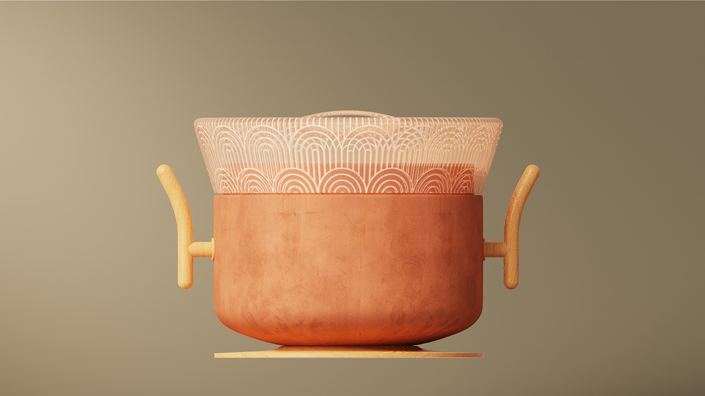 Vertical handle，Ergonomics，cooker，Clay，relief，