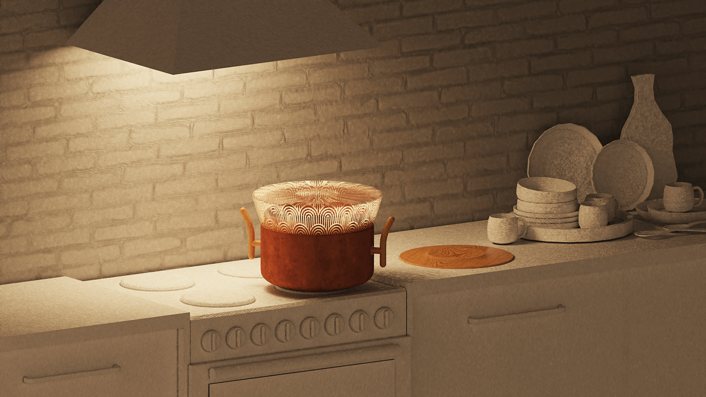 Vertical handle，Ergonomics，cooker，Clay，relief，