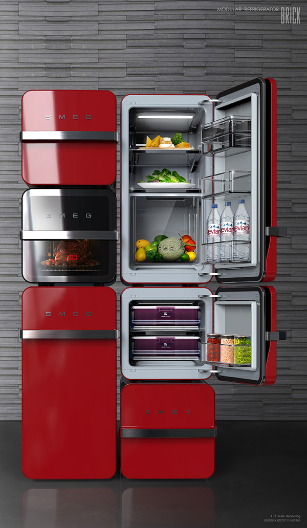 Italy，smeg，Kitchen appliances，Modular design，gules，