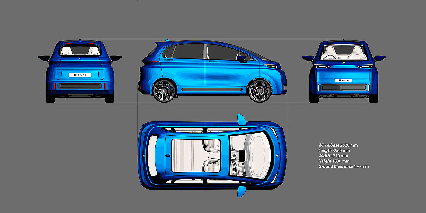 电动汽车，IC发动机，AURA Car，大空间，