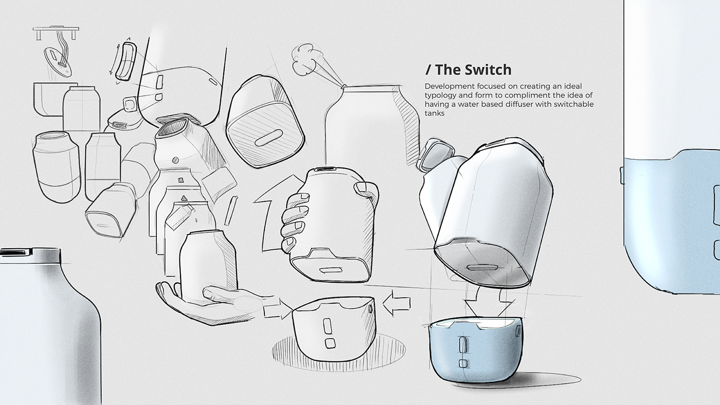 Aromatherapy，product design，Head changing device，