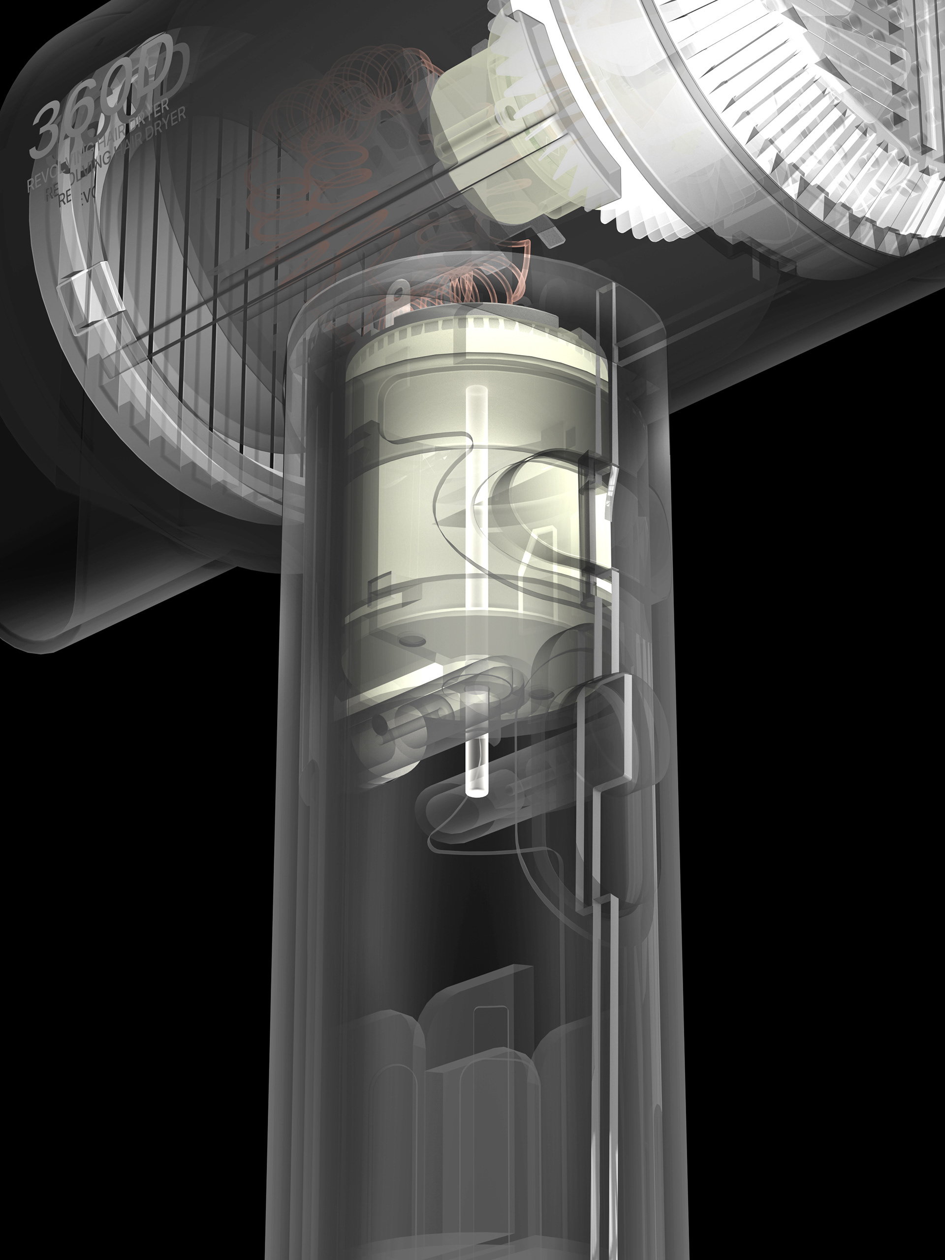 hair drier，white，Woojin Yang，360 rotation，fully automatic，360° Dryer，