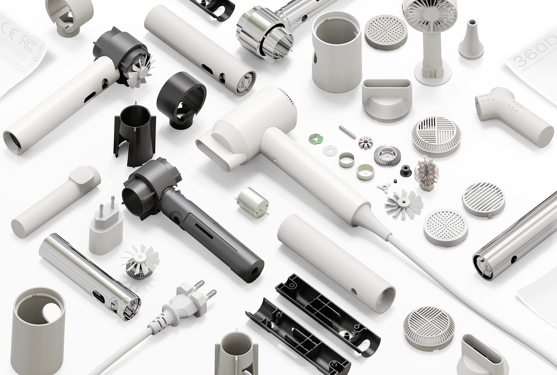 hair drier，white，Woojin Yang，360 rotation，fully automatic，360° Dryer，