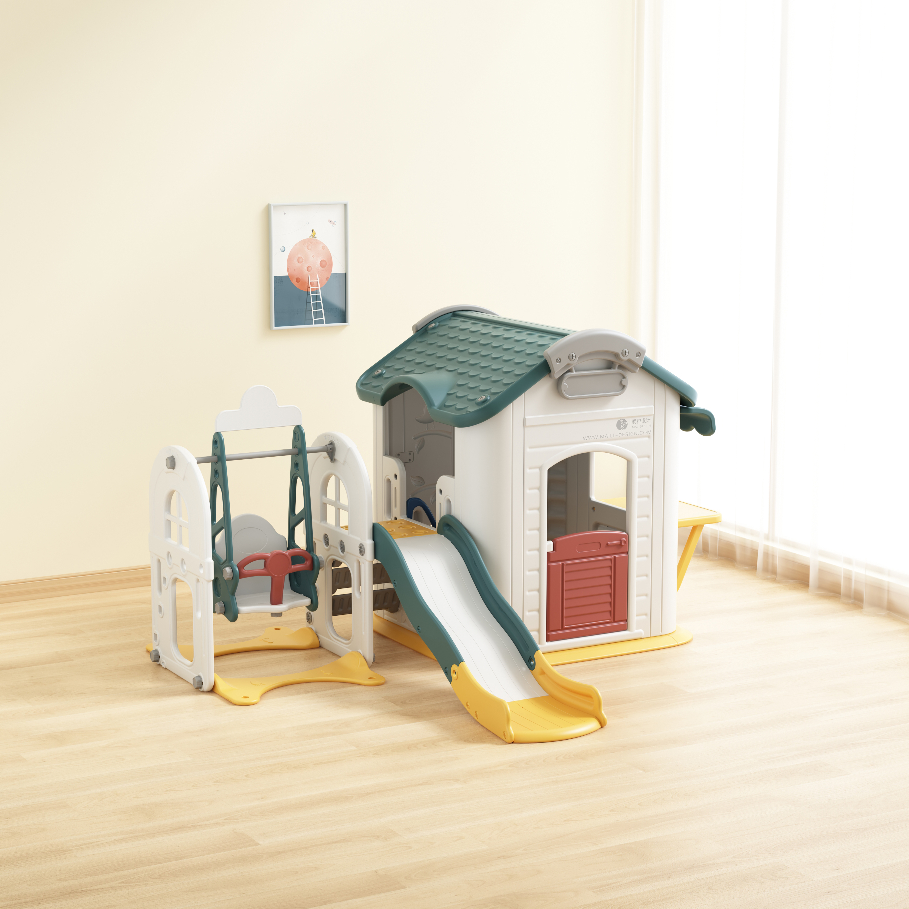 children，Mother and baby，game，house，Slide，swing，Game house，childhood，