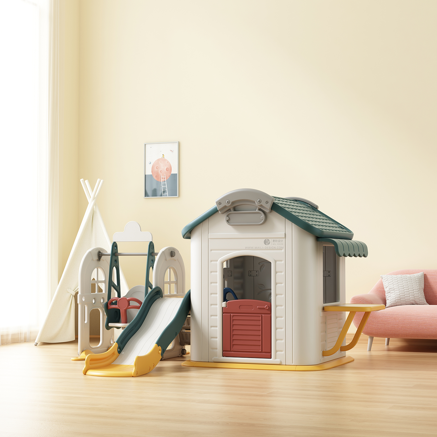 children，Mother and baby，game，house，Slide，swing，Game house，childhood，