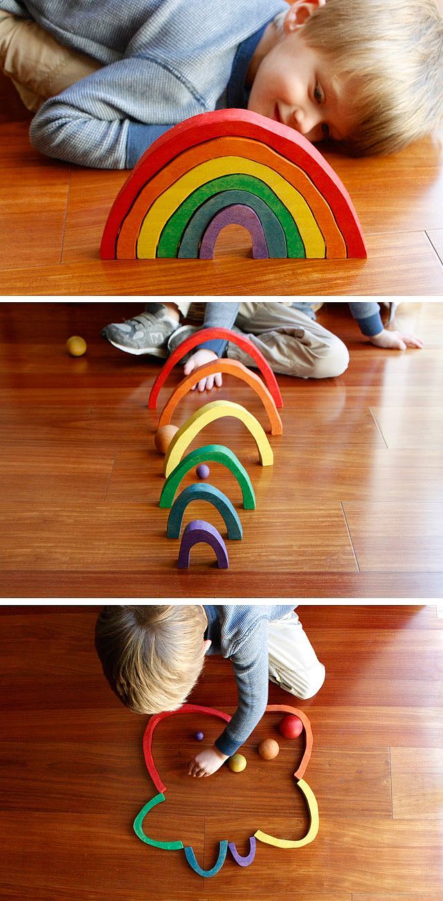 rainbow，children，Toys，wooden ，