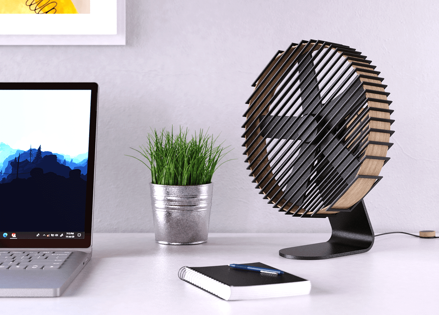 Fan，Desktop fan，wooden ，