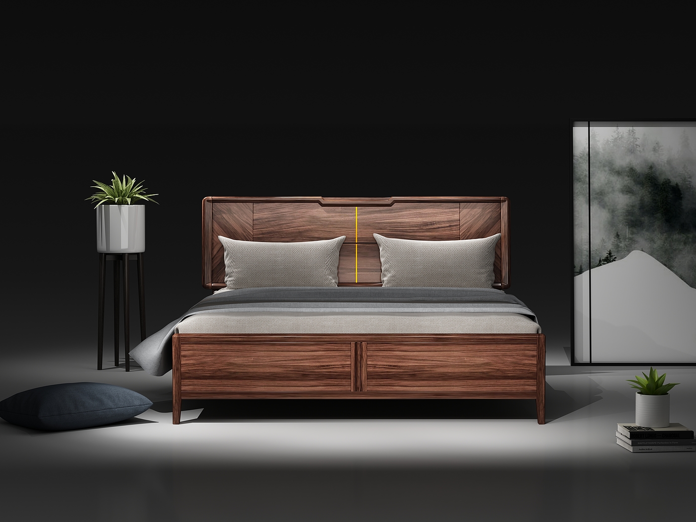 bedroom，Bed，solid wood，industrial design，Home Furnishing，