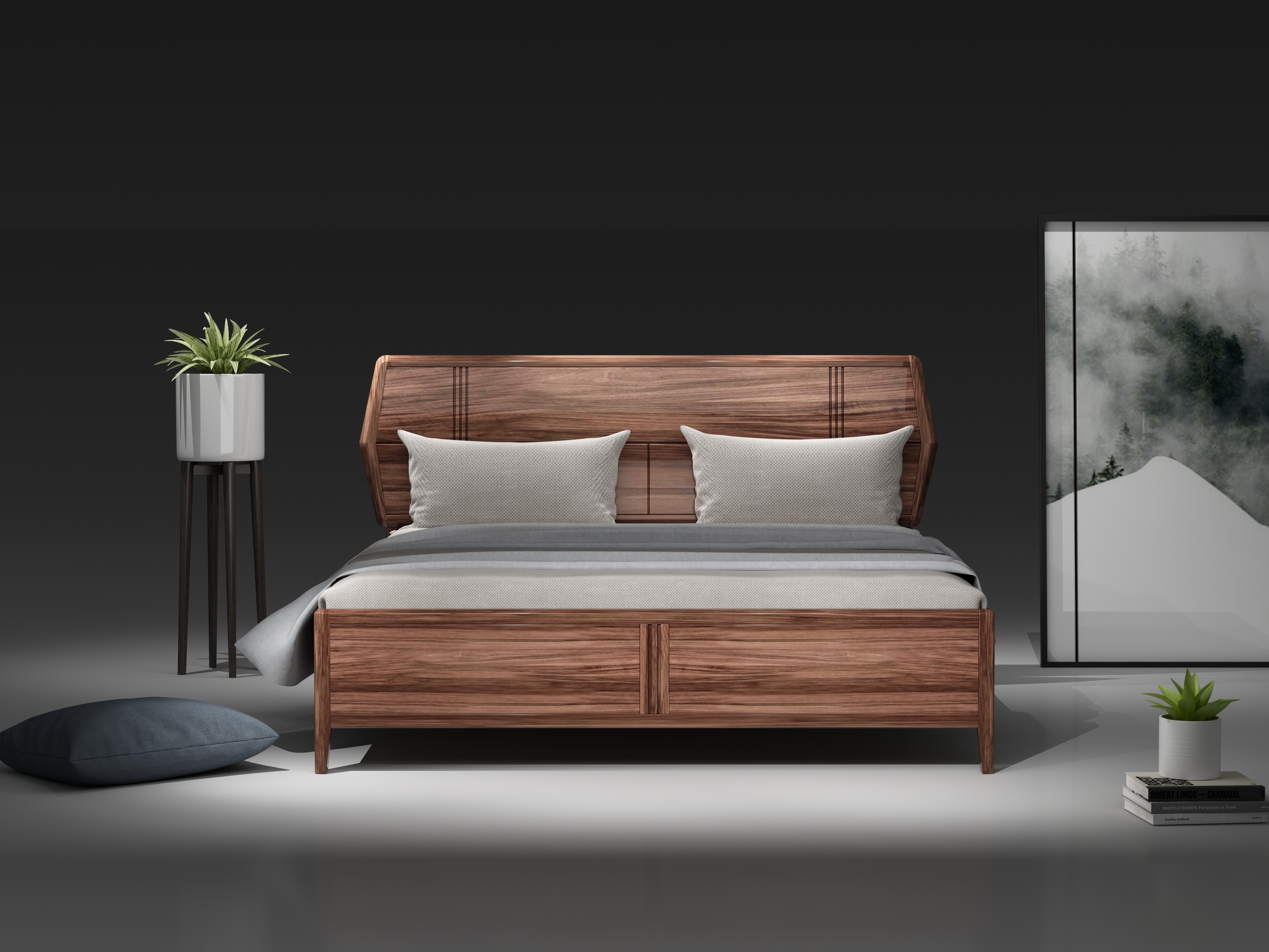 bedroom，Bed，solid wood，industrial design，Home Furnishing，