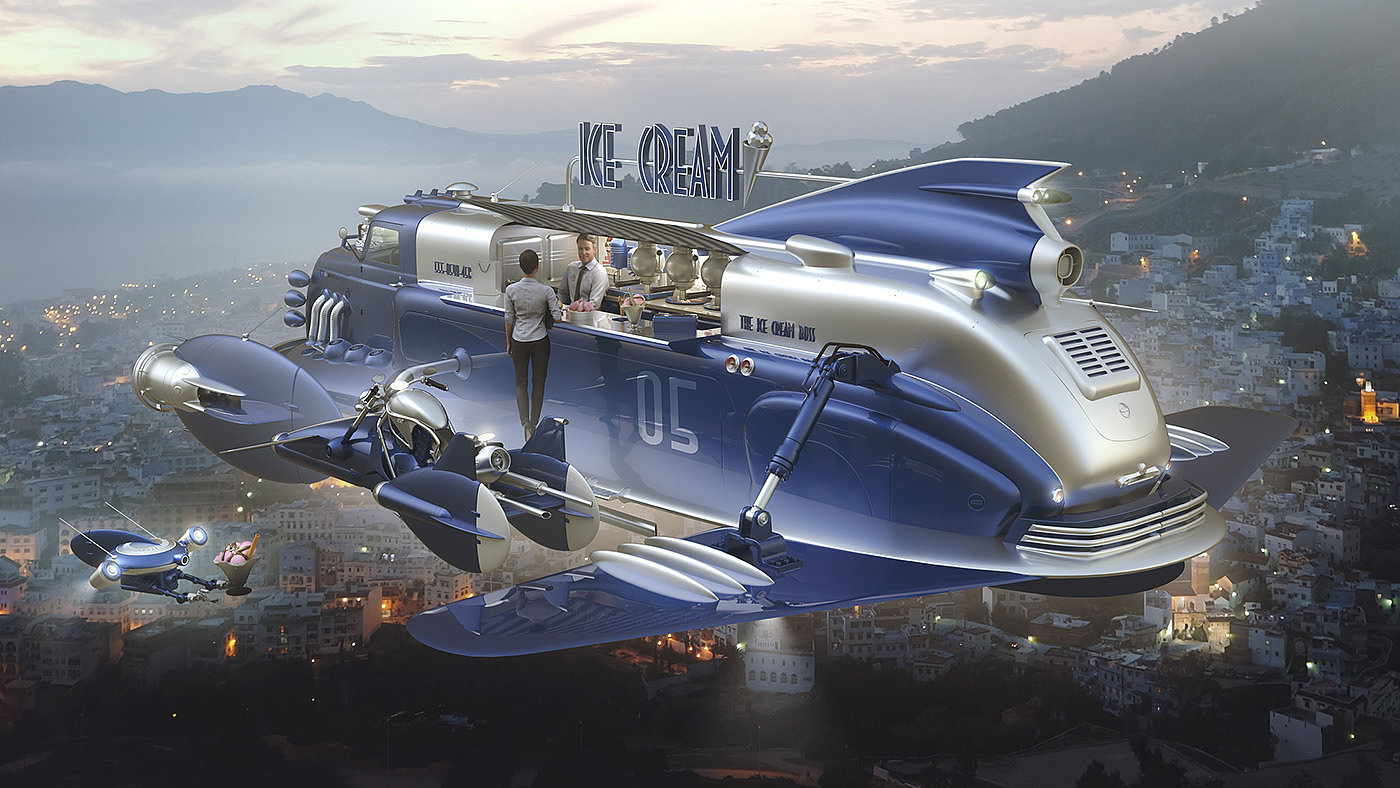 vehicle，conceptual design，Ice cream truck，industrial design，