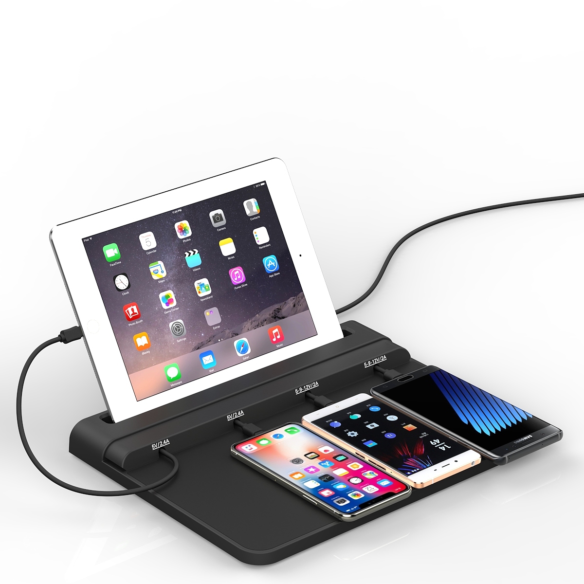 Multifunctional mobile phone four port charging station，
