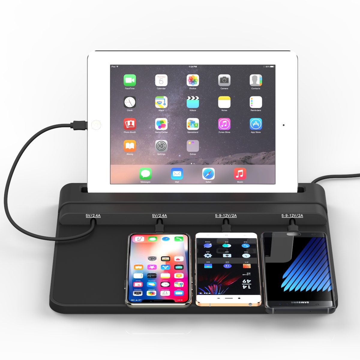 Multifunctional mobile phone four port charging station，