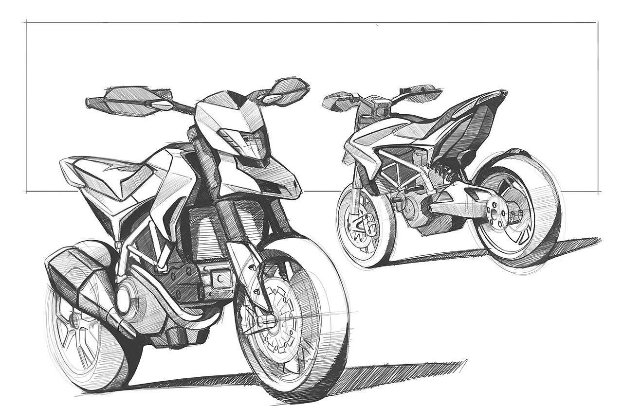 Industrial hand drawing，Ducati，Super mobile，motorcycle，