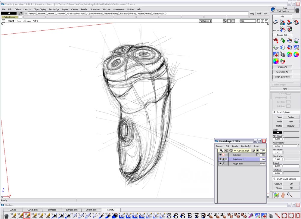 Hand drawn tutorial，Alias，Electric razor，Drawing process，