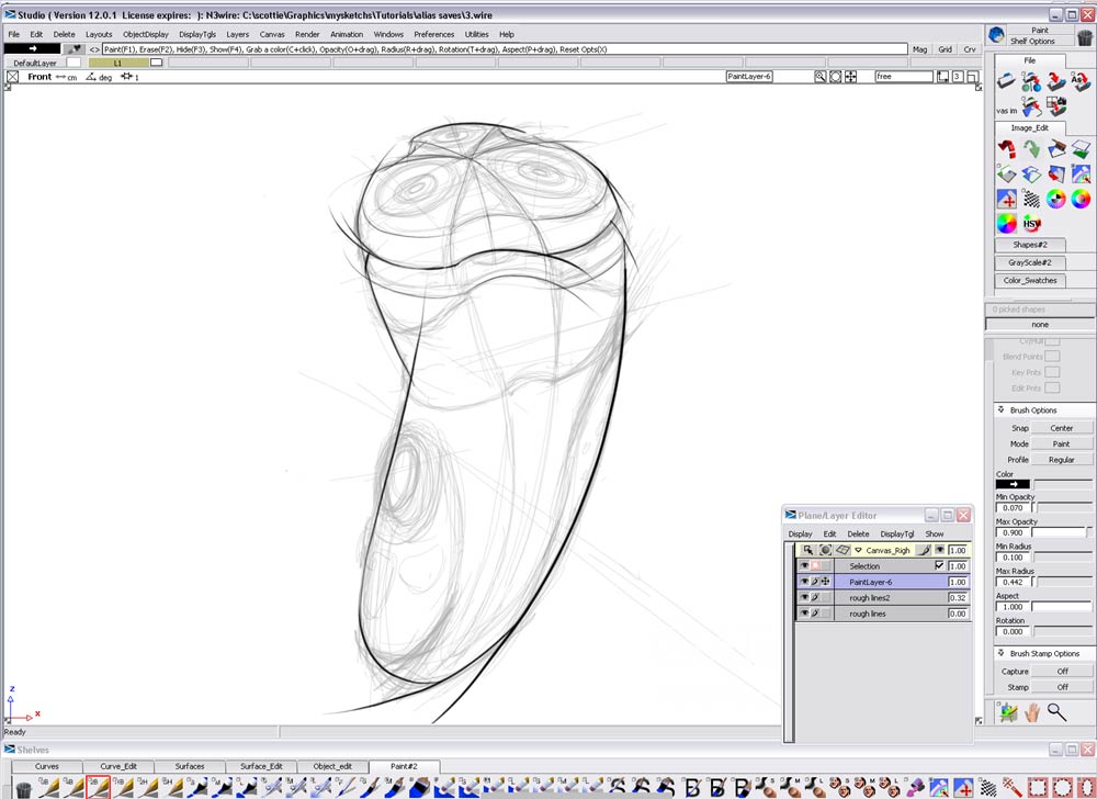 Hand drawn tutorial，Alias，Electric razor，Drawing process，