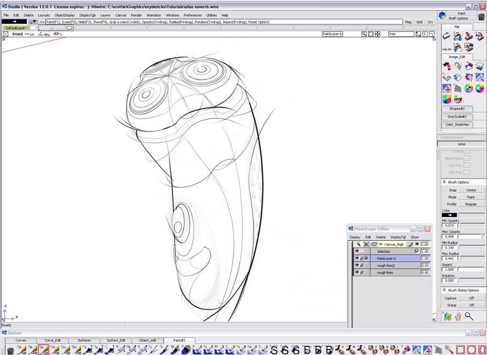 Hand drawn tutorial，Alias，Electric razor，Drawing process，