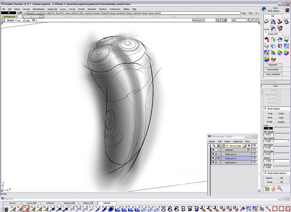 Hand drawn tutorial，Alias，Electric razor，Drawing process，