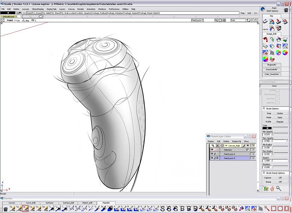 Hand drawn tutorial，Alias，Electric razor，Drawing process，
