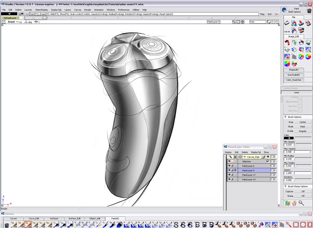 Hand drawn tutorial，Alias，Electric razor，Drawing process，
