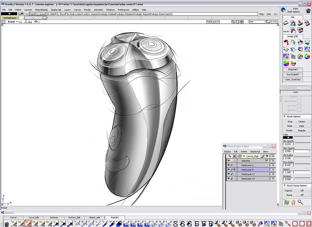Hand drawn tutorial，Alias，Electric razor，Drawing process，