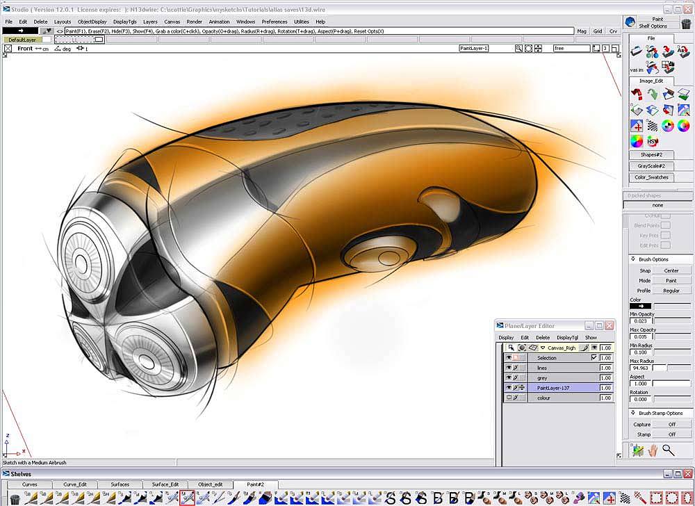 Hand drawn tutorial，Alias，Electric razor，Drawing process，