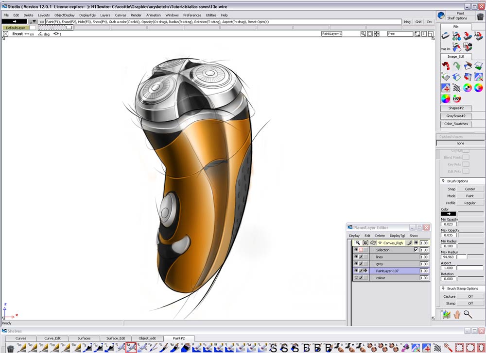 Hand drawn tutorial，Alias，Electric razor，Drawing process，